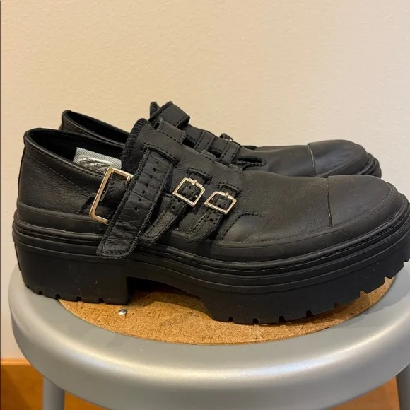 Black Leather Platform Mary Jane Platform Converse - Picture 3 of 6